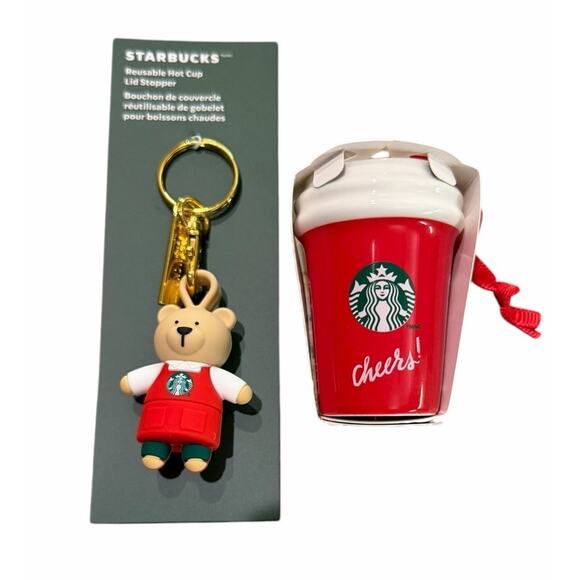 Starbucks Christmas 2025 Bearista Lid Stopper Bear Keychain Red Cup Ornament Lot - Picture 2 of 3